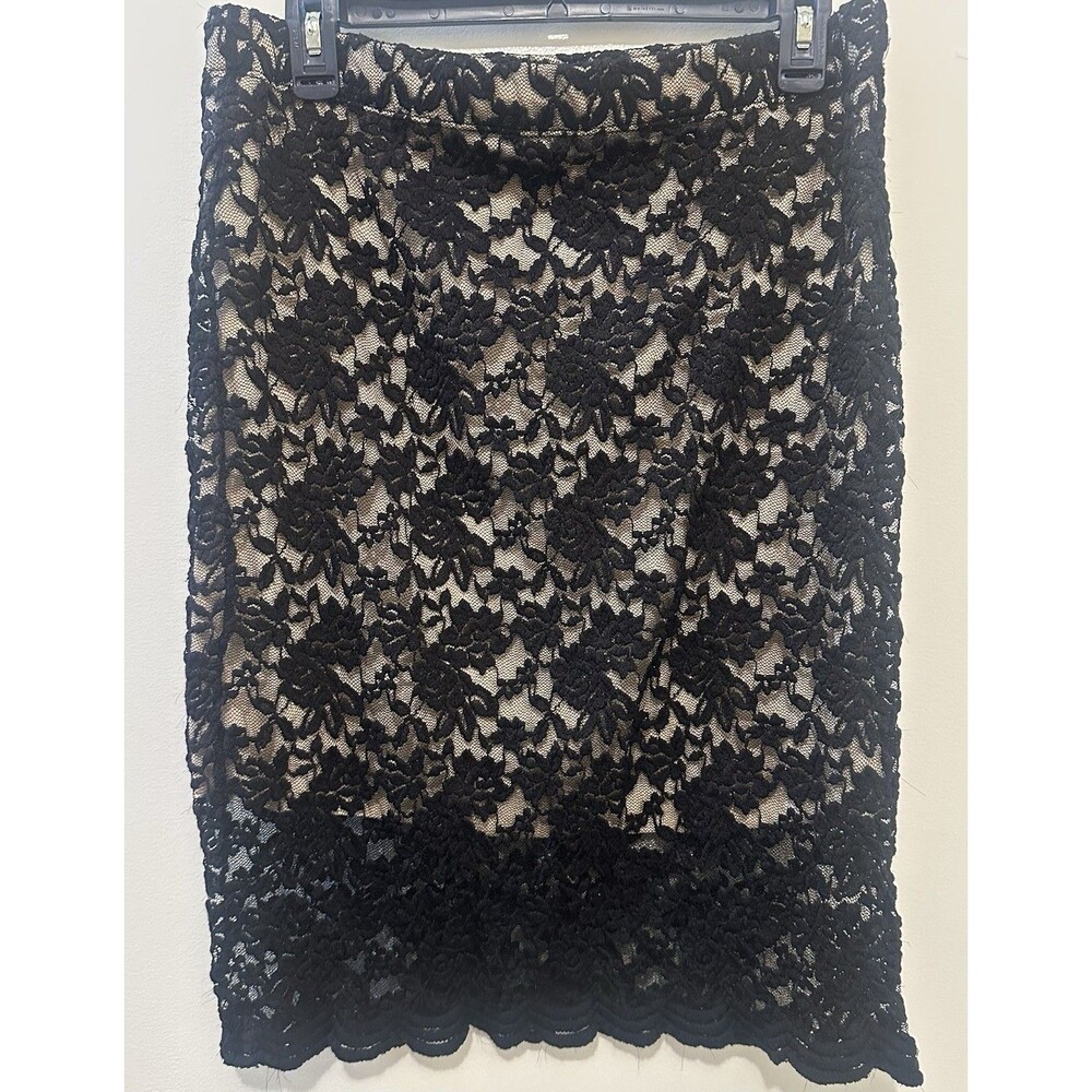Rue21 Black Lace Overlay Skirt XL Holiday Party Dressy Sexy Knit Goth Bodycon